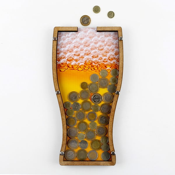 Ramka dekoracyjna/skarbonka z pleksi w kształcie piwa