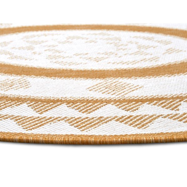 Żółto-biały okrągły dywan odpowiedni na zewnątrz ø 140 cm Jamaica – NORTHRUGS-image-3