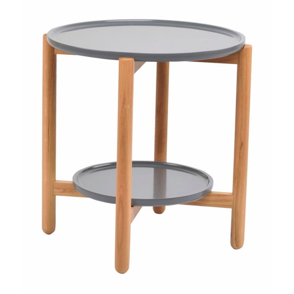 Szary stolik z drewna dębowego Folke Wendigo, ⌀ 55 cm