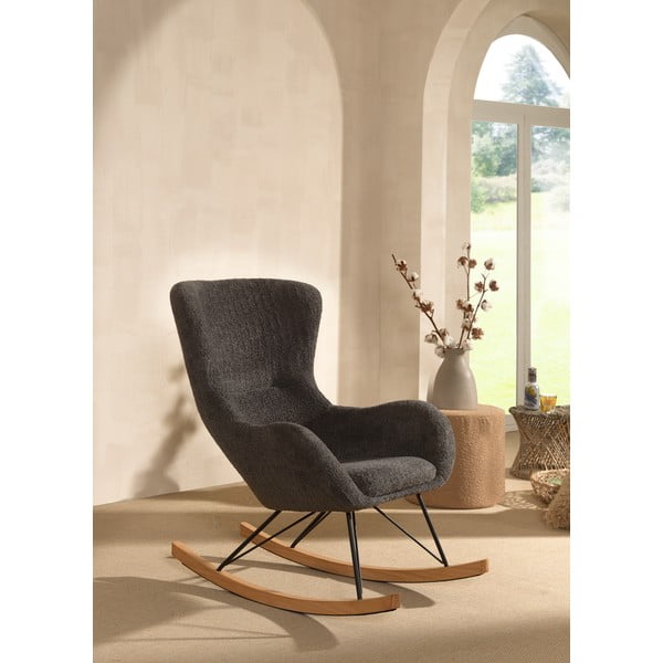 Szary bujany fotel dziecięcy z materiału bouclé ROCKY – Vipack-image-2