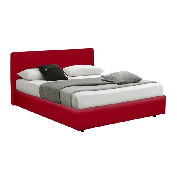 Czerwone łóżko dwuosobowe ze schowkiem 13Casa Ninfea, 160x190 cm