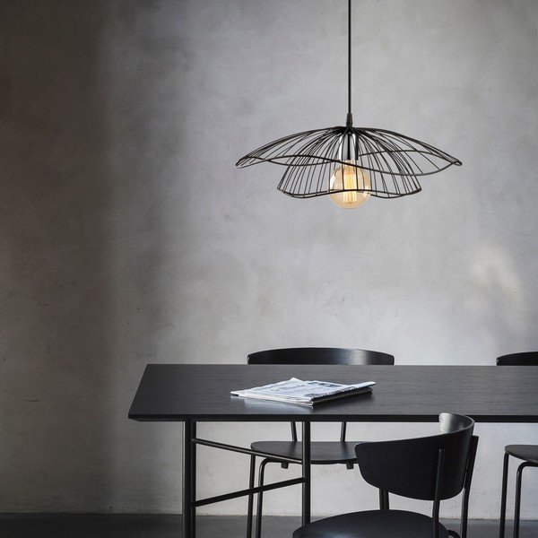 Czarna lampa wisząca z metalowym kloszem ø 50 cm Farac – Opviq lights-image-4