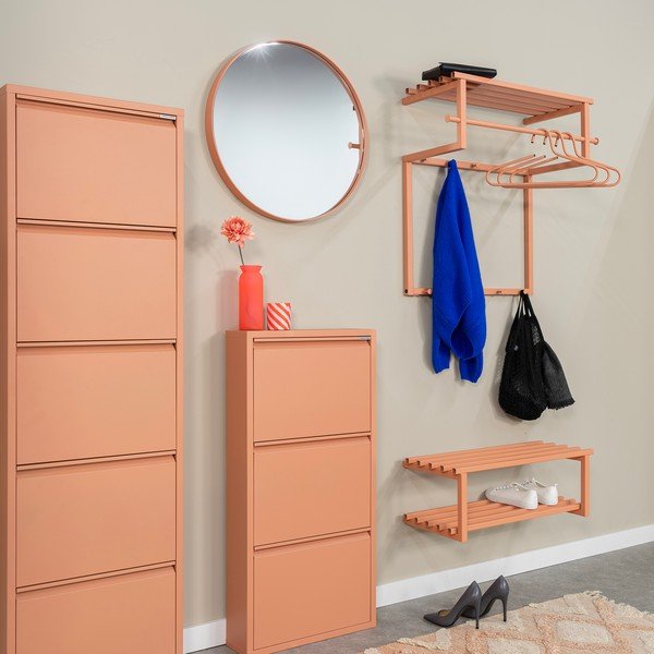 Łososiowy metalowy wieszak ścienny z półką 76 cm Rizzoli – Spinder Design-image-1