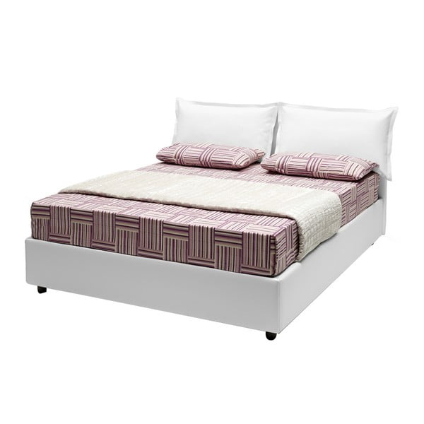 Białe łóżko dwuosobowe ze schowkiem i materacem 13Casa Rose, 160x200 cm