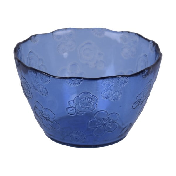 Niebieska miska szklana Ego Dekor Flora, 14 cm