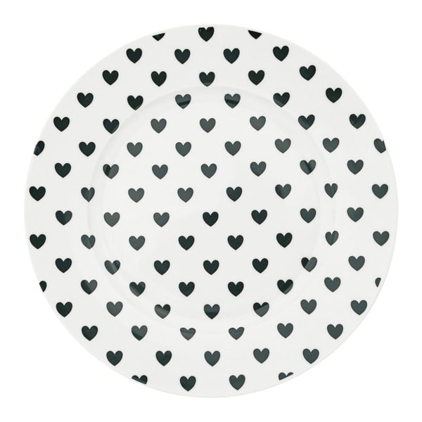 Talerz ceramiczny Miss Étoile Black Hearts, ⌀ 25 cm