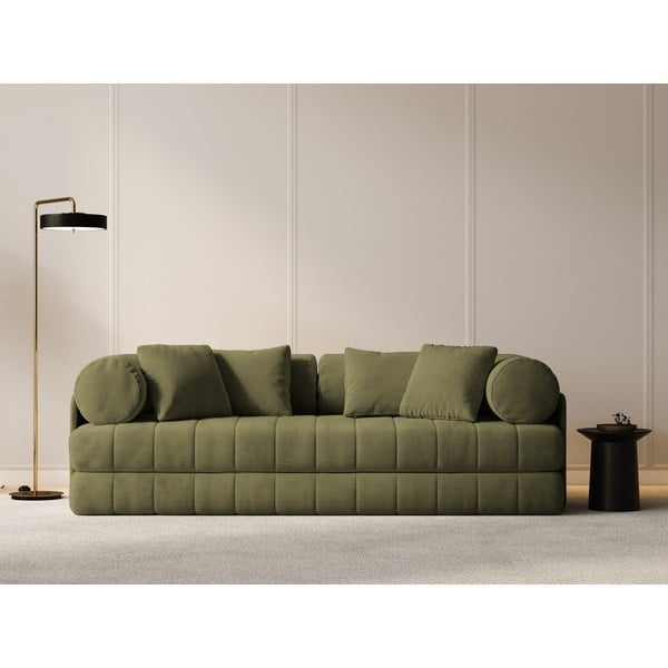 Zielona aksamitna rozkładana sofa 206 cm Kemi – Cosmopolitan Design-image-4