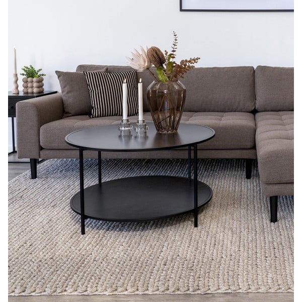 Czarny okrągły stolik z czarnym blatem ø 80 cm Vita – House Nordic-image-1