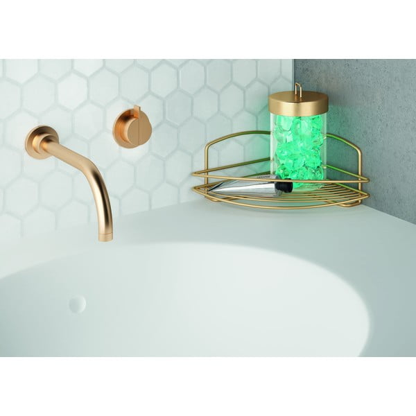 Narożna stalowa półka łazienkowa w kolorze złota Onda – Metaltex-image-1