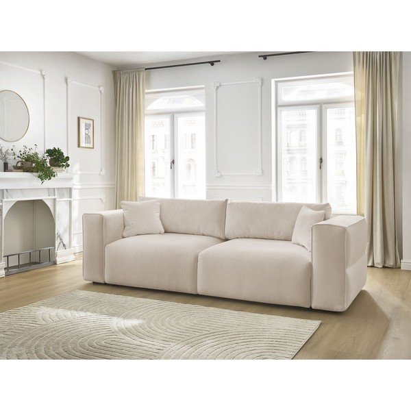 Beżowa rozkładana/ze schowkiem sofa 265 cm Ezechiel – Bobochic Paris-image-1