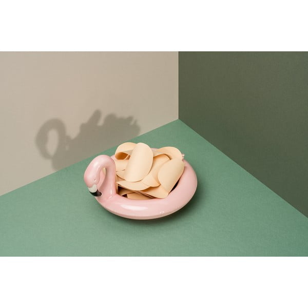 Różowa ceramiczna pływająca miska DOIY Flamingo, 18x16 cm