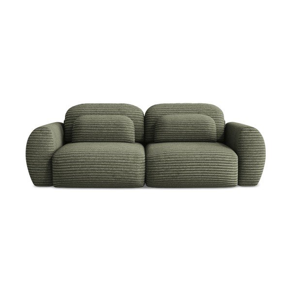 Zielona sztruksowa rozkładana sofa ze schowkiem 266 cm Kini – Makamii