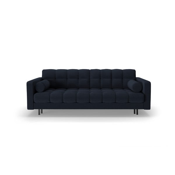 Ciemnoniebieska rozkładana sofa ze schowkiem z materiału bouclé 222 cm Bali – Cosmopolitan Design