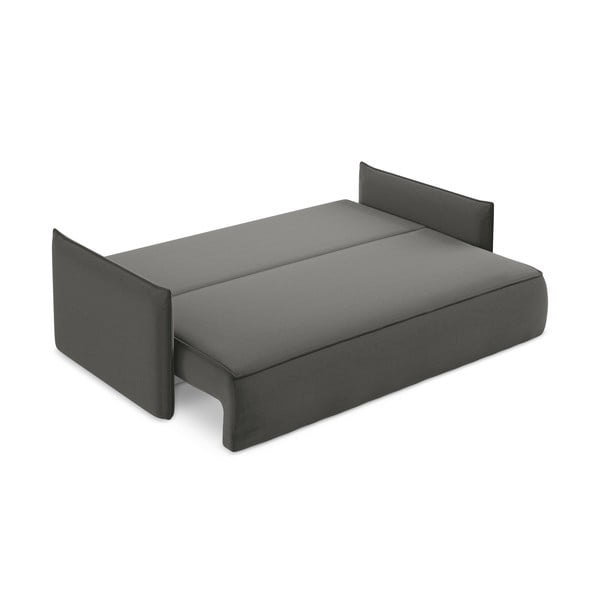 Ciemnoszara aksamitna rozkładana/ze schowkiem sofa 225 cm Hula – Makamii-image-4