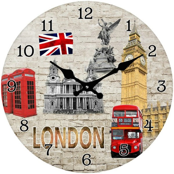Szklany zegar Londyn, 34 cm