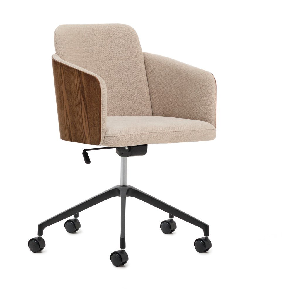 Brązowe tapicerowane krzesło biurowe Madai – Kave Home