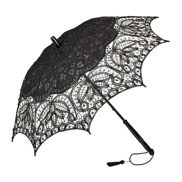 Czarny parasol Von Lilienfeld Lace Vivienne, ø 75 cm