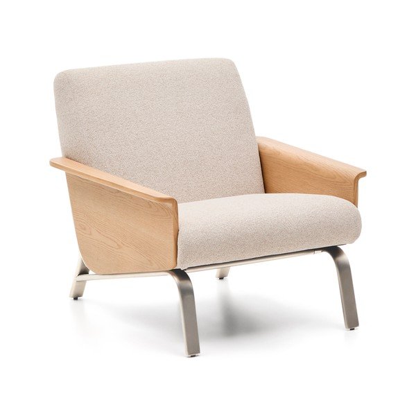 Beżowy fotel z tkaniny szenilowej Amsen – Kave Home