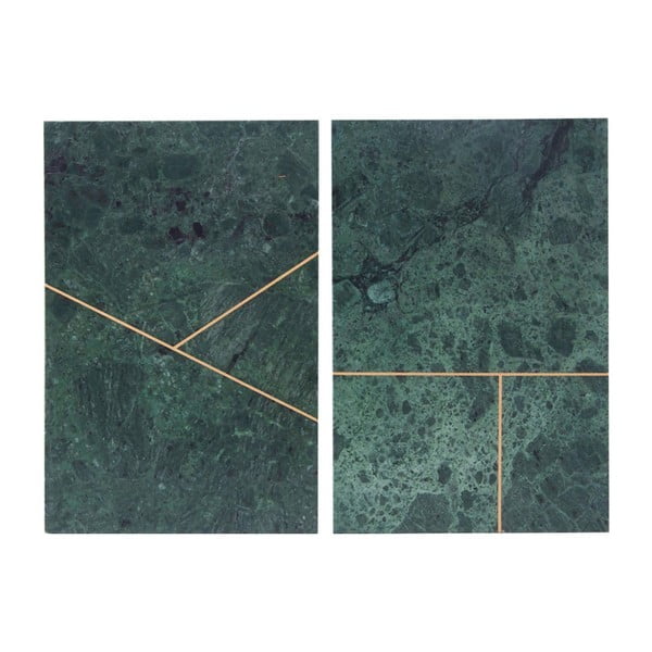 Zestaw 2 zielonych tac House Doctor Green Marble, 20x30 cm