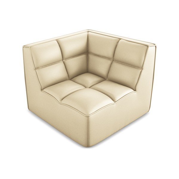 Kremowy moduł sofy z imitacji skóry Kalai – Makamii-image-1