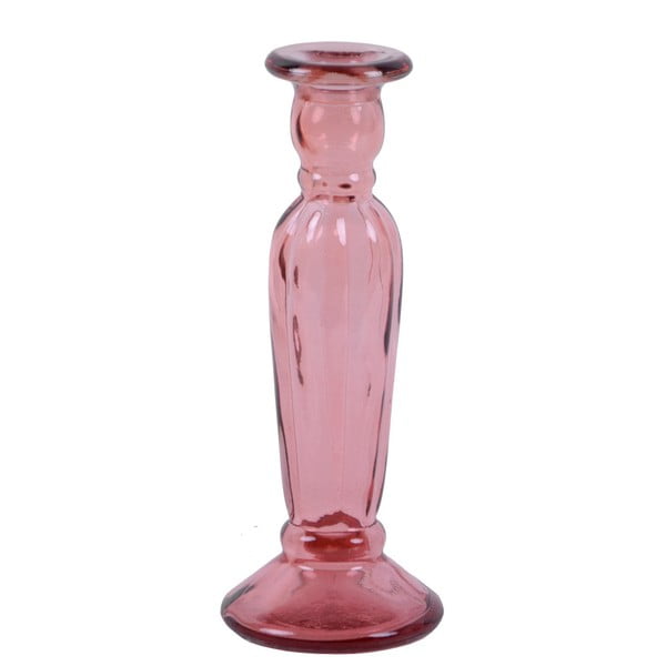 Różowy świecznik ze szkła z recyklingu Ego Dekor Anadir, wys. 22 cm