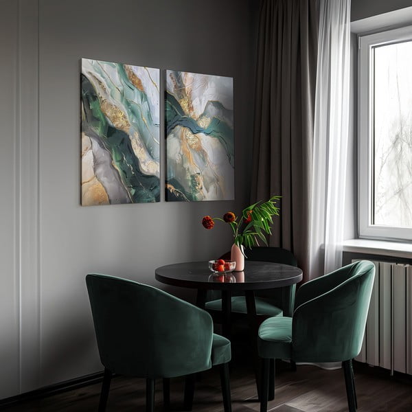 Obrazy z ręcznie malowanymi elementami zestaw 2 szt. 50x70 cm Aventurine – Styler-image-2