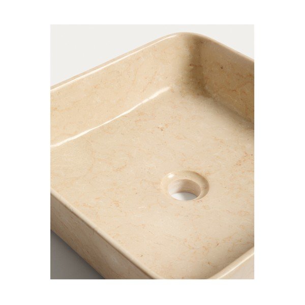 Beżowa kamienna umywalka 40x40 cm Darnen – Kave Home-image-4