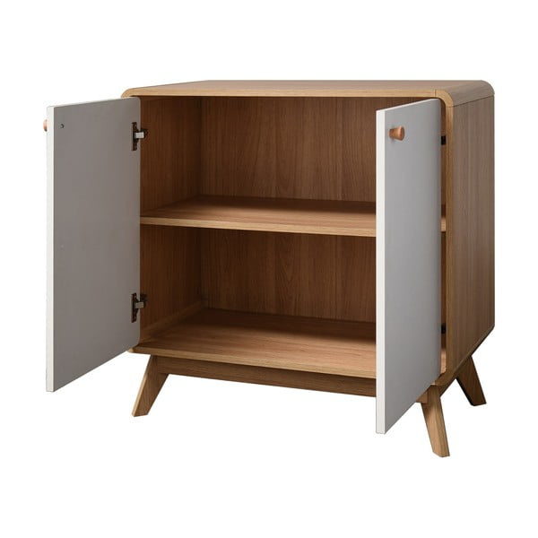 Biała niska komoda w dekorze dębu 75x75 cm Cassie – Støraa-image-2