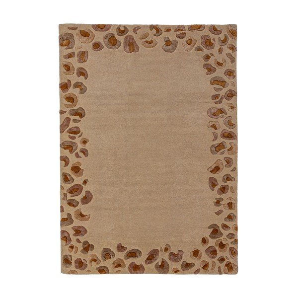 Dywan z mieszanki wełny tkany ręcznie w naturalnym kolorze 160x230 cm Leopard Frame – Flair Rugs