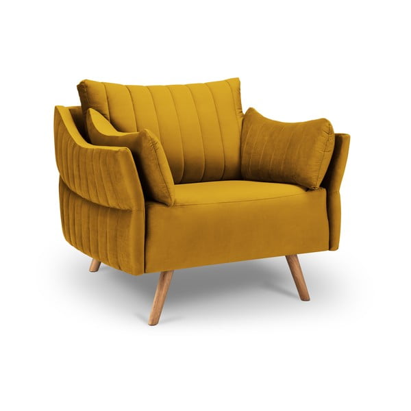 Żółty fotel z aksamitnym obiciem Interieurs 86 Elysée