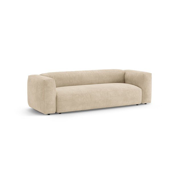 Kremowa aksamitna rozkładana sofa modułowa 264 cm – Micadoni -image-3