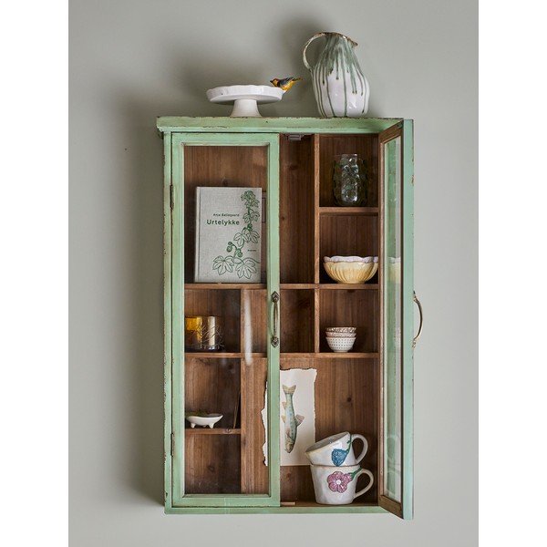 Zielona witryna z litego drewna jodłowego 50x80x13,5 cm Hazem – Bloomingville-image-1