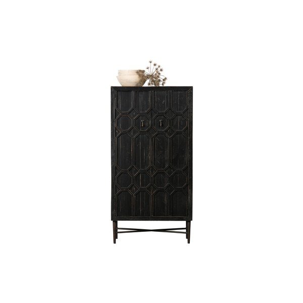 Czarna szafka z drewna z recyklingu 75x143x40 cm Bequest – WOOOD-image-3