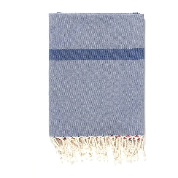 Niebiesko-szary ręcznik z domieszką bawełny Kate Louise Cotton Collection Line Blue Grey Pink, 100x180 cm