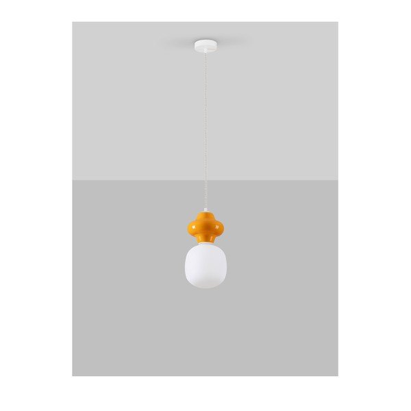 Biała/pomarańczowa lampa wisząca ceramiczna ze szklanym kloszem ø 18 cm Clio – Nova Luce-image-3