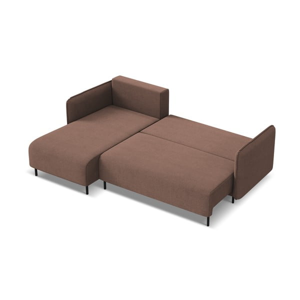 Różowy rozkładany/ze schowkiem narożnik (lewostronny) Luana – Makamii-image-3