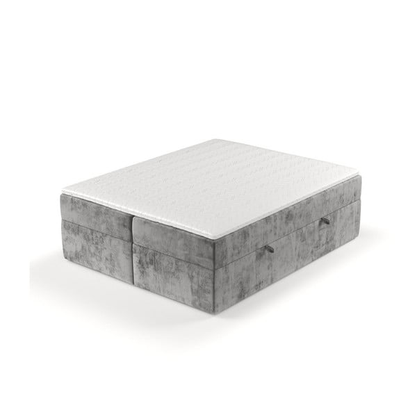 Szare łóżko boxspring ze schowkiem 160x200 cm Yoko – Maison de Rêve