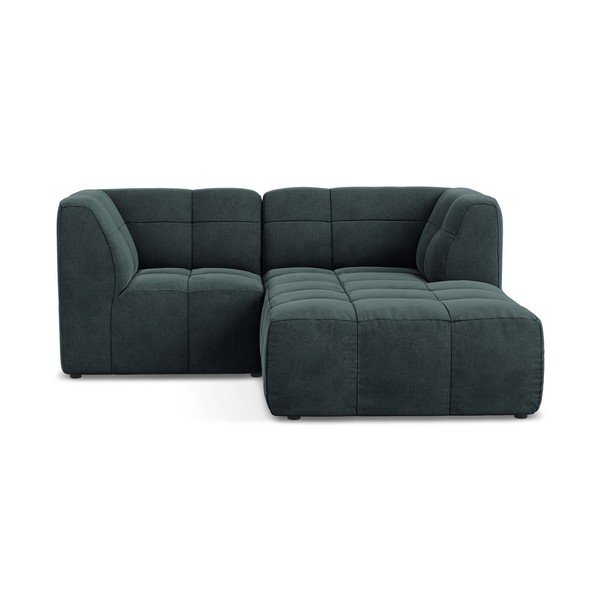 Niebieski aksamitny narożnik (prawostronny/z szezlongiem) Aloha – Makamii