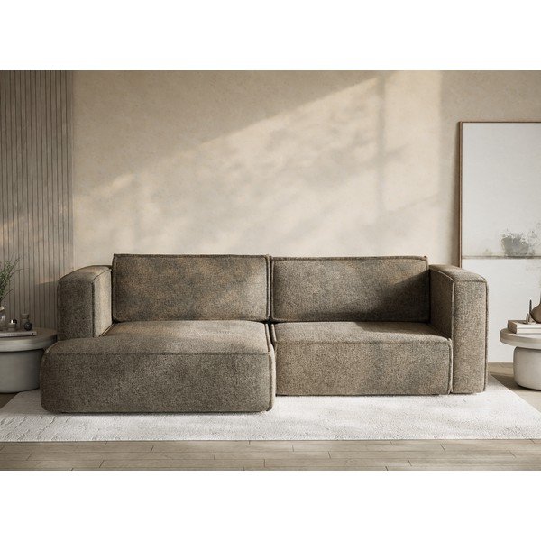 Brązowy rozkładany/ze schowkiem narożnik z tkaniny szenilowej (lewostronny/z szezlongiem) Velto – Maison de Rêve-image-1