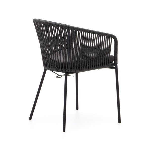 Czarne metalowe/tapicerowane krzesło ogrodowe Yanet – Kave Home-image-4