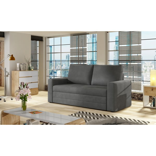 Ciemnoszara aksamitna rozkładana/ze schowkiem sofa 151 cm Wave – ELTAP-image-1
