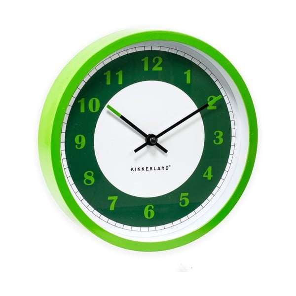 Zielono-biały zegar ścienny Kikkerland Time