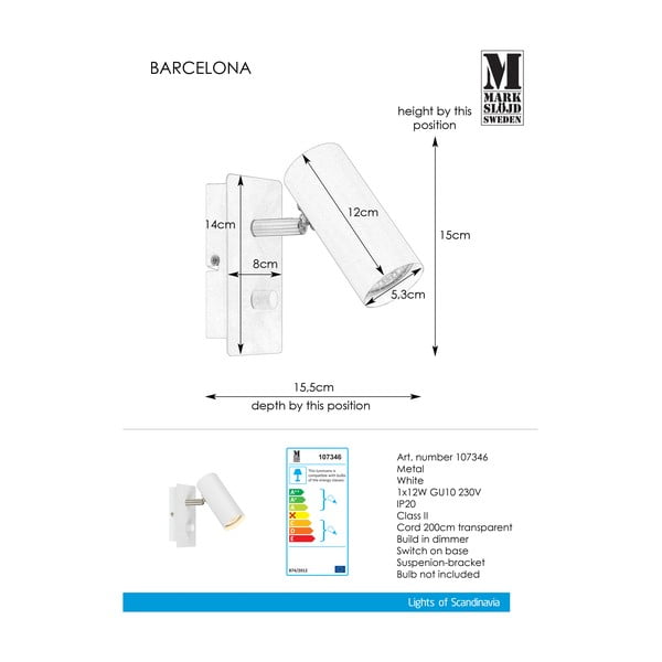 Biały kinkiet Markslöjd Barcelona-image-2