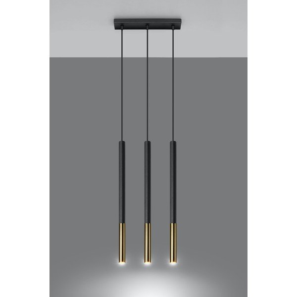 Lampa wisząca w kolorze czerni i złota Sollux Asarot 3L-image-1