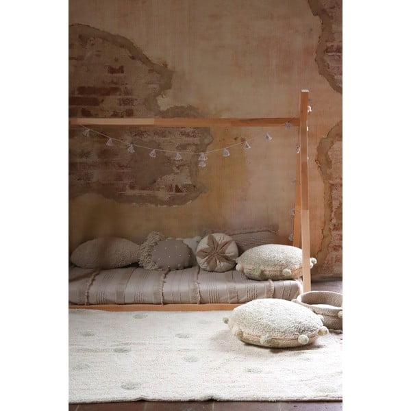 Zielono-kremowy bawełniany dywan dziecięcy tkany ręcznie odpowiedni do prania 120x160 cm Hippy Dots Olive – Lorena Canals-image-1