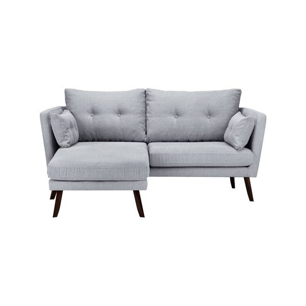Jasnoszara sofa 3-osobowa Mazzini Sofas Elena, z szezlongiem po lewej stronie