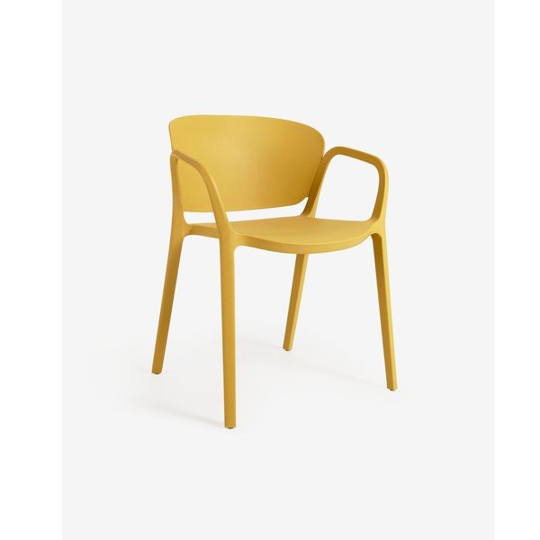 Żółte plastikowe krzesło ogrodowe Ania – Kave Home-image-4