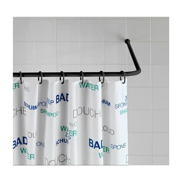 Czarny uniwersalny drążek narożny na zasłonę prysznicową Wenko Black, ø 2 cm-image-1