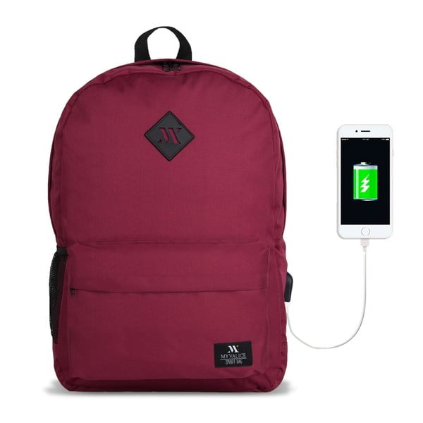 Brugundowy plecak z portem USB My Valice SPECTA Smart Bag-image-1