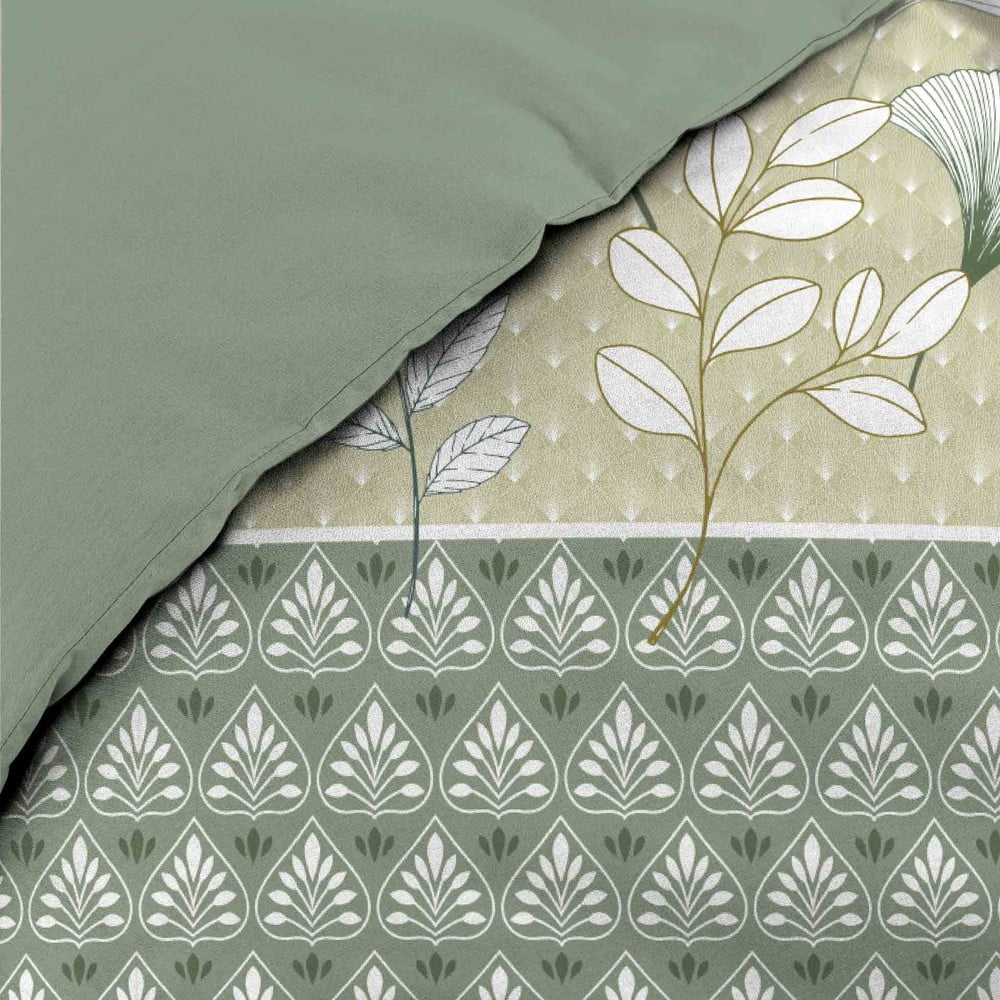 Biało-zielona bawełniana pościel dwuosobowa 240x220 cm Poetine – douceur d'intérieur (zdjęcie 4)